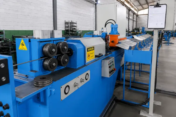 Máquina de corte e endireitamento de arame da Laud em close